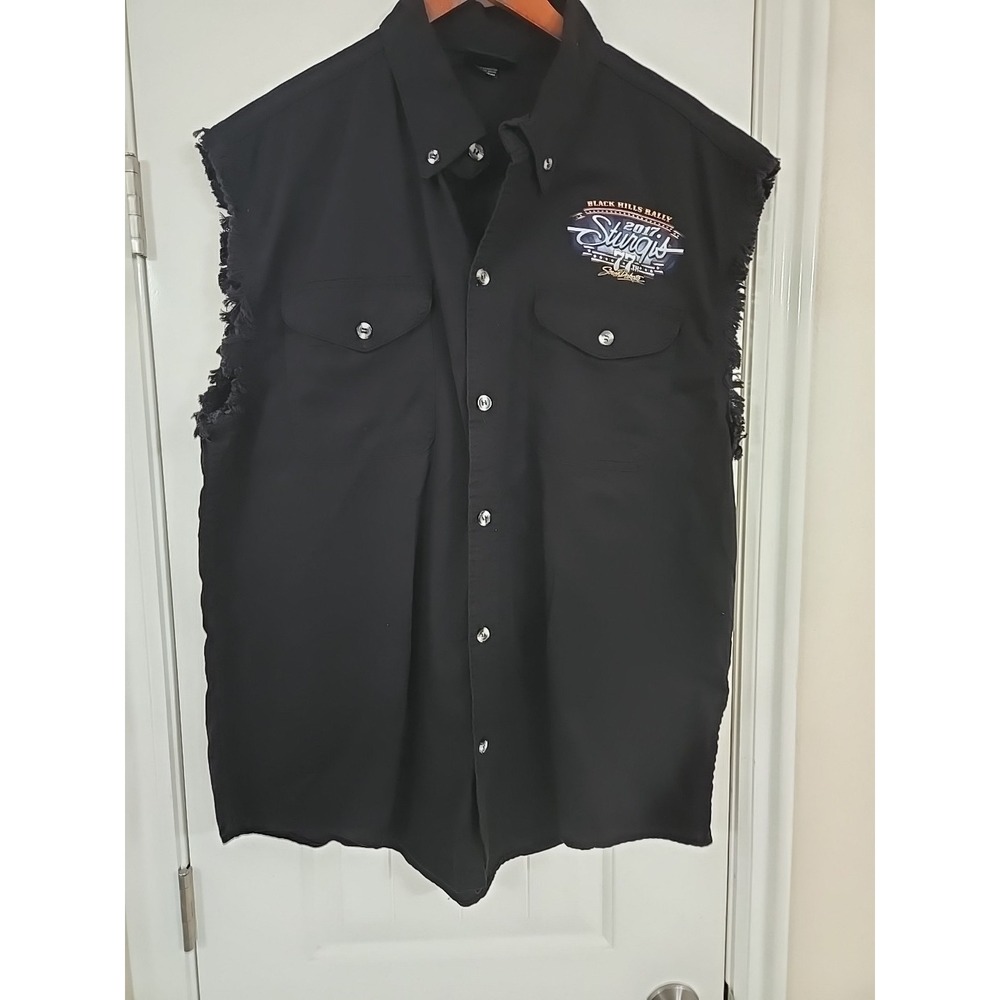 Sturgis 2017 Black Hills Rally 77th Anniversary Sleeveless Biker Shirt Black XL - Picture 16 of 16